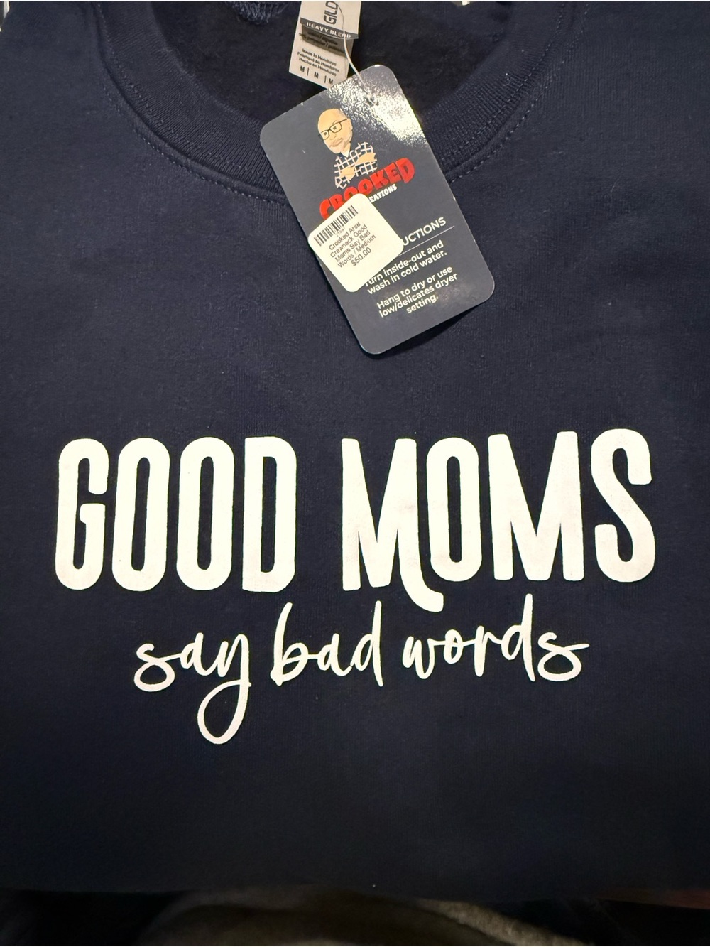 Good Moms Say Bad Words Navy Crewneck Sweater